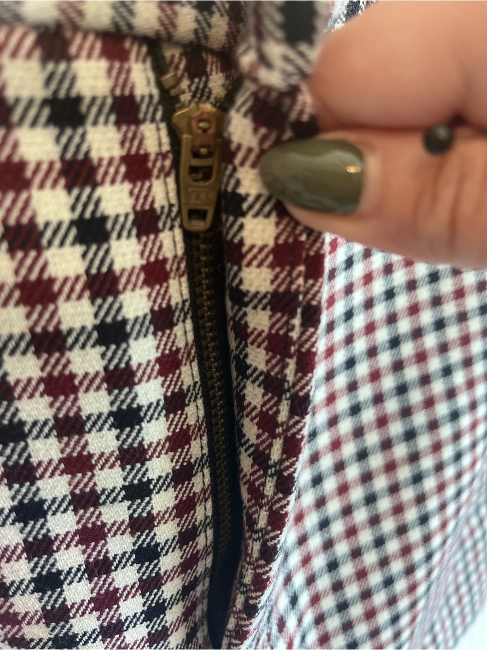 Madewell Plaid Houndstooth Suiting Mini Skirt Aroma Burgundy Navy Size 00 - Picture 8 of 16